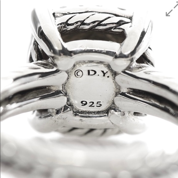 DAVID YURMAN Sterling Silver Diamond 11mm Pave Chatelaine Ring 48 4.5 - Picture 6 of 6